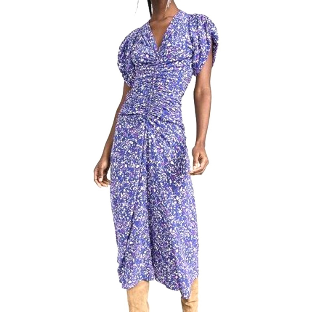 ISABEL MARANT Lilia Crepe Ruched Dress - NEW - XS/US 2
